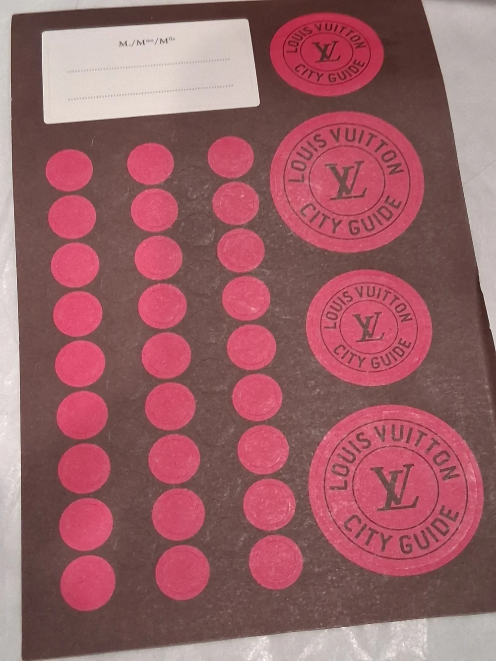 Louis Vuitton Pink Circle Sticker Sheet on Brown
